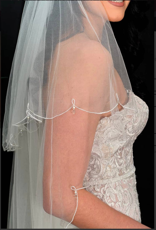 Twilight Designs tlv8082 veil with Crystal and pearl droplets