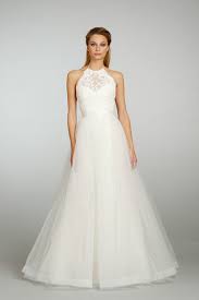 Mikado organza trumpet bridal gown with full tulle overlay, lace halter bodice over sweetheart neckline