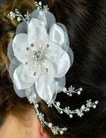 HAIR ACCESSORY - TLH 3000 An Organza Flower with Pearl and Diamanté Detail.