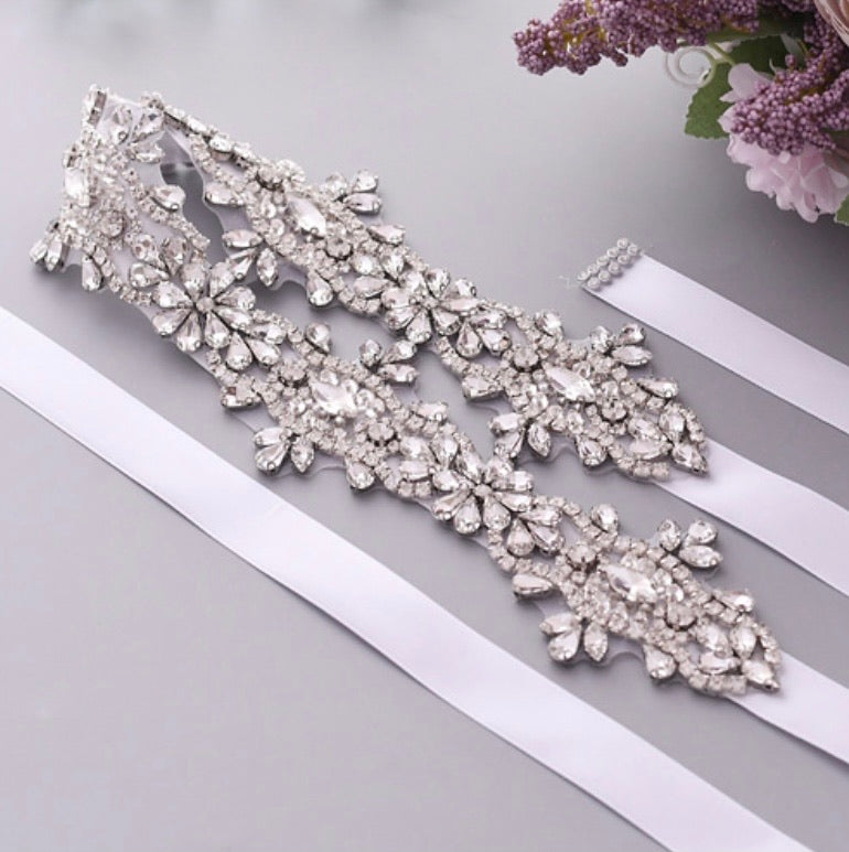 Helen Fontaine Diamanté Belt #S463 elegant floral diamanté belt