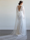 Adela Bridal Cape VL60 Exquisite bridal cape with scattered pearls and embellished neckline, and cowl back