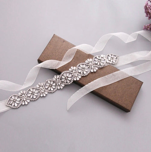 Helen Fontaine Belt #S453 diamanté patterned bridal belt
