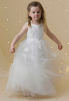 Sparkly flowergirl dress with lace applique