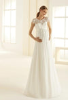 Bianco Evento Bernadette Stunning maternity wedding dress made from high-quality lace and chiffon
